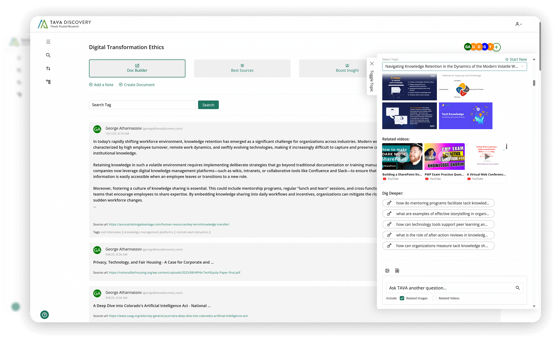 TAVA Discovery Application Screenshot Accent Graph